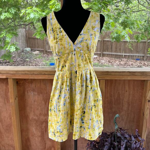 Jack by BB Dakota Abstract Yellow and Black Mini Dress - Picture 1 of 9